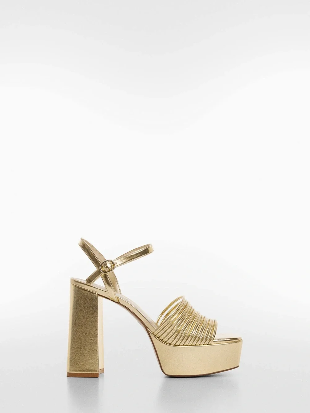 Mango Gold Platform Block Heel Sandals - Women